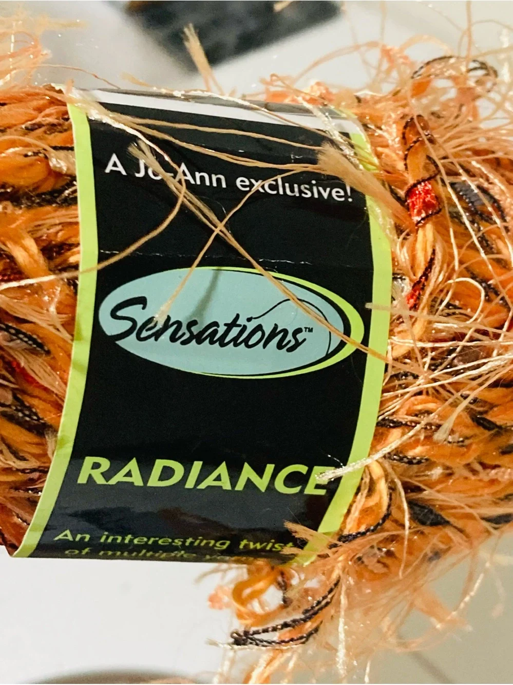 2 NWT Sensations Radiance Eyelash Yarn Radiance Orange Nylon, Acrylic, Polyester